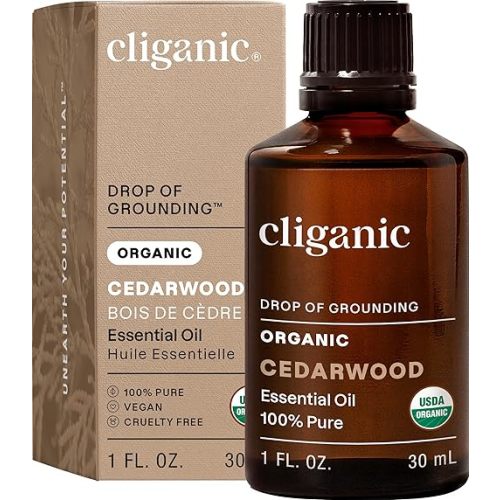 Cliganic Organic Cedarwood Essential Oil - 100% Pure Natural Undiluted, for Aromatherapy Diffuser | Non-GMO Verified