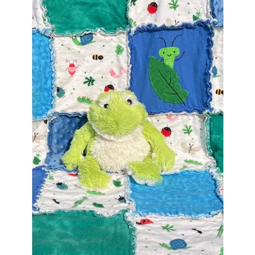 A Bugs Life Baby Rag Quilt; Bugs Baby Rag Quilt; Bugs Blanket; Cute Bugs Baby Rag Quilt; Grasshopper Baby Blanket; Caterpillar Baby Blanket