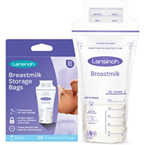 Amazon.com : Lansinoh Breastmilk Storage Bags, 50 Count, 6 Ounce, Easy to Use Milk Storage Bags for Breastfeeding, Presterilized, Hygienically Doubled-Sealed, for Refrigeration and Freezing : Breast Milk Storage Products : Baby
