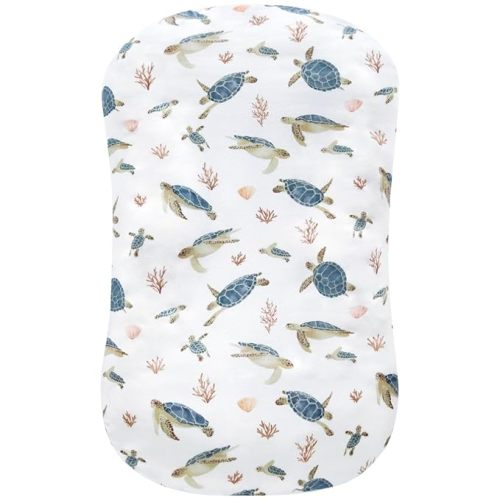 LifeTree Muslin Baby Lounger Cover, Newborn Slipcover Lounger Cover for Boys Girls Infant, Soft 70% Viscose from Bamboo and 30% Cotton, Cover Only, Sea Turtle Pattern