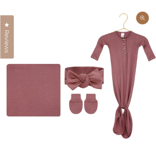 Marjorie Ribbed Newborn Headband Bundle (Gown)