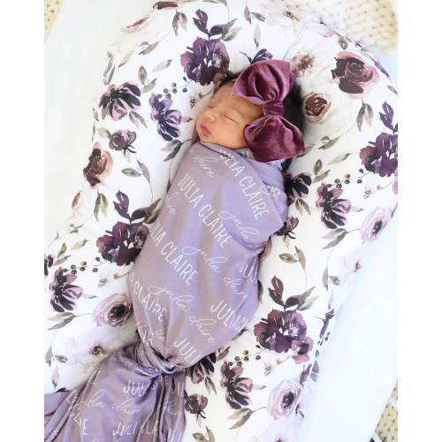Personalized Dusty Purple Baby Name Swaddle Blanket