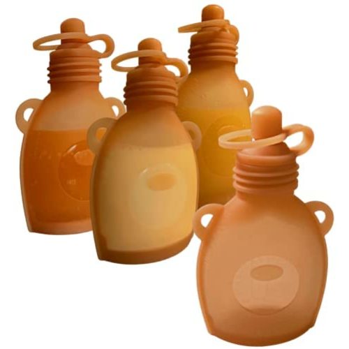 TULULU Foody Reusable Food Pouches Silicone-4pack/5oz-Baby Food Storage Toddler Kids Squeezable Pouch-Soft Reusable Squeeze Storage Food Pouch for Kids Toddler-breastmilk Storage Bags