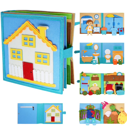 Montessori Felt Busy Book Quiet Book for Toddlers Kids Giraffes Story Books for Preschooler Pre K Learning Educational Board for Baby Boys Girls 3 4 5 6 Years Old Autism Sensory Toys Travel Gifts