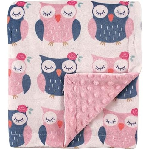 Hudson Baby Unisex Baby Plush Mink Blanket, Owls, One Size
