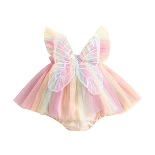 BUTTERFLY Rainbow Tulle Romper Dress - Hazel & Bo