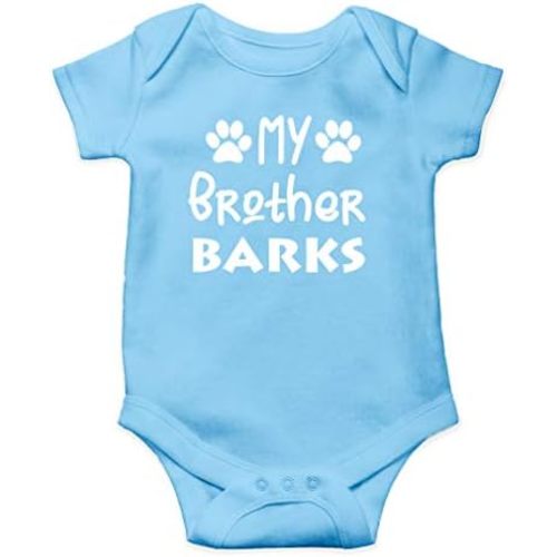My Brother Barks Baby Bodysuit Funny Adorable Newborn Romper Clothing Pet Lovers Boys Girls