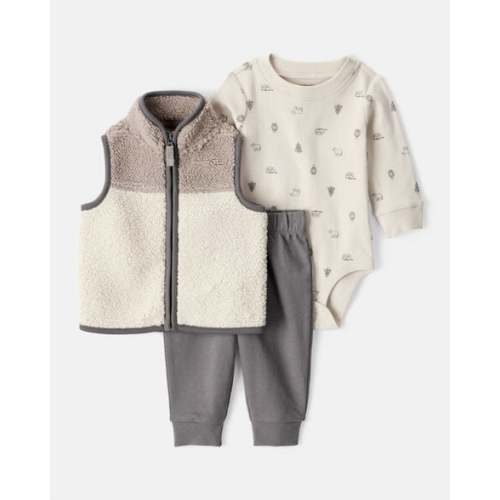 Baby Boy 3-Piece Vest, Bodysuit & Pant Set - Ivory/Grey - Carter's | Carter's