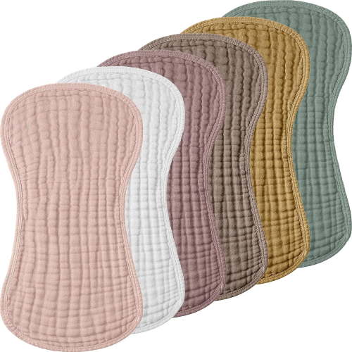 Muslin Baby Burp Cloths Sets for Unisex- 6PCS Large 100% Cotton Burping Clothes for Newborn，Baby Girls and Boys