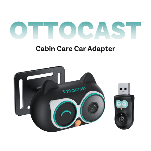 Ottocast Cabin Care Wireless CarPlay Adapter with 1080P Rear Seat Baby Camera and Night Vision, 150° Wide Angle, Real-Time Rear Seat View, Easy Installation