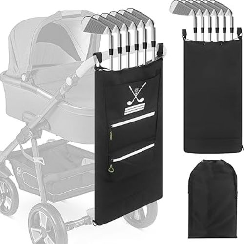 6-Club Stroller baby caddy Golf Bag for Parents | Securely Holds 6 Irons & Putter in Individual Slots | Organizer with Baby Stroller Golf Caddy | Golf Gift for Dad & Mom with Travel Pouch