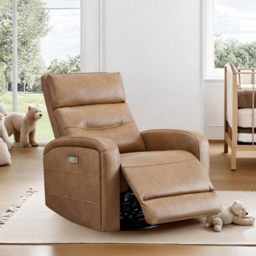 Spruce & Spring Camel Power Glider Swivel Rocker Recliner Chair Nursery Recliner