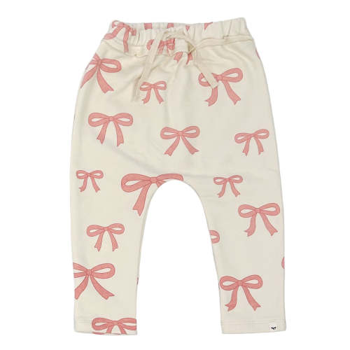 oh baby! French Terry Brooklyn Jogger - Pink Bows - Natural