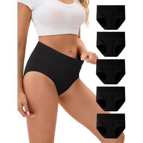 INNERSY Women's Underwear Cotton Soft Underwear High Waisted Breathable Briefs 5 Pack