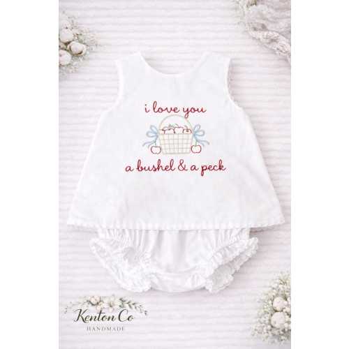 Embroidered Apple Orchard Baby Girl Bloomer Set – Fall Outfit