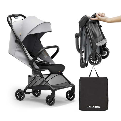 Mamazing Ultra Air X Lightweight Baby Stroller for Airplane Travel, 9.9 lbs, Ultra-Compact, Light & Strong, Age Group: Infant, Single, Grey