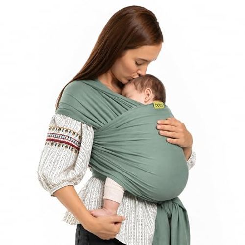 Boba Baby Wrap Carrier - Stretch Cotton Newborn Sling, Sage Green