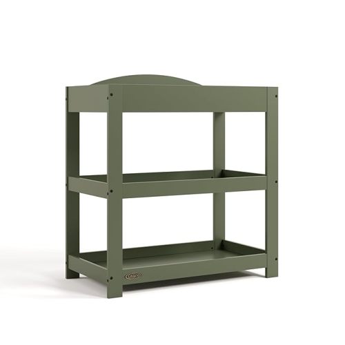 Graco Customizable Changing Table with Water-Resistant Changing Pad (Olive) - Customizable Modern Flat or Classic Arched Headboard, Changing Pad Included