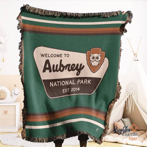 Personalized National Parks Kids Cotton Woven Blanket Throw - Made in The USA