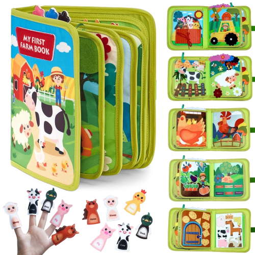 BIGODY Montessori Toddler Busy Book & Busy Board, 20-in-1 Sensory Toy