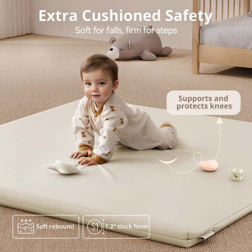 Baby Play Mat, Caveen Vegan Leather, 50"x 50", Beige