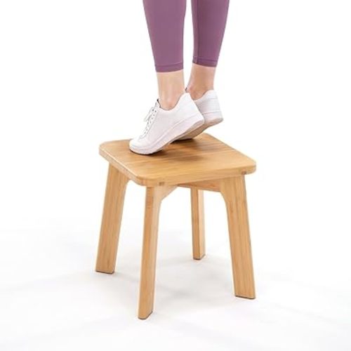 Bamboo Wooden Step Stools for Adults Anti-Slip Kids Stool 300lbs Capacity, Great for Kitchen Bathroom Bedroom