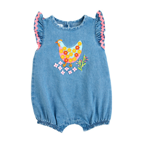 Chicken Denim Baby Romper