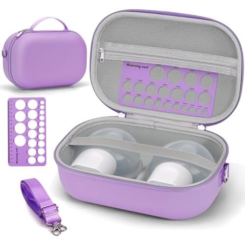 Wearable Breast Pump Bag Carrying Case for Momcozy & Willow, Use with Hands Free Wearable Breast Pumps for eufy Security/Medela/Bluefair, Travel Pumping Bag with Nipple Ruler & Removable Tray(Holds 2)