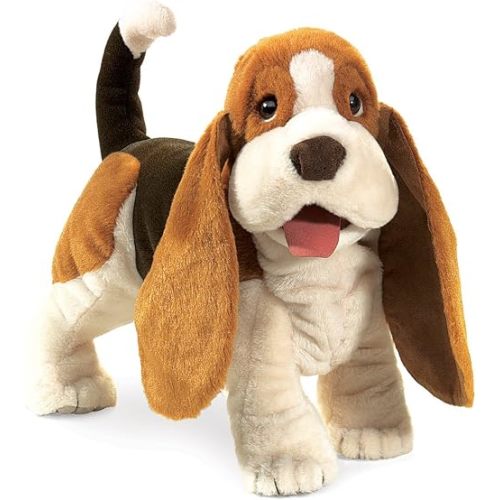Folkmanis Basset Hound Hand Puppet , Brown, White, Black
