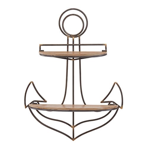 Danya B. Decorative Sturdy Nautical Anchor Wall Shelf for Coastal or Seaside Home - Perfect for Spices, Pictures and Accessories for Beach, Ocean or Boat Decor