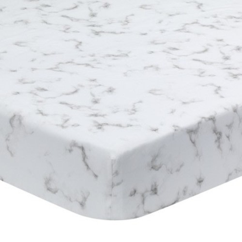 Lambs & Ivy Signature Gray/White Marble Organic Cotton Fitted Crib Sheet