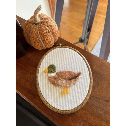 Handmade Mallard Duck Embroidery Wall Art