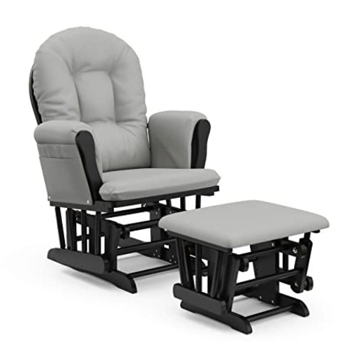 Storkcraft Premium Hoop Glider & Ottoman, Black with Light Gray