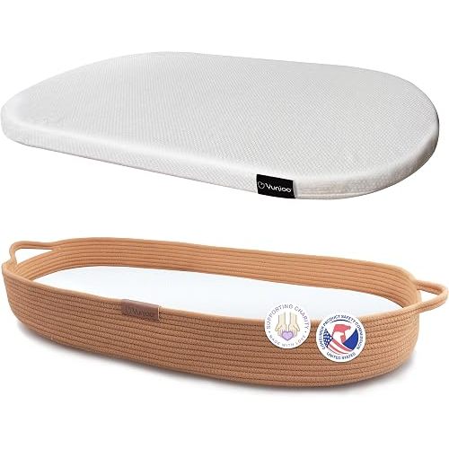 Yunioo Baby Changing Basket, Portable Diaper Changing Pad, Moses Basket for Newborns, Changing Table Topper for Baby Nursery, Waterproof Travel Pad Cover