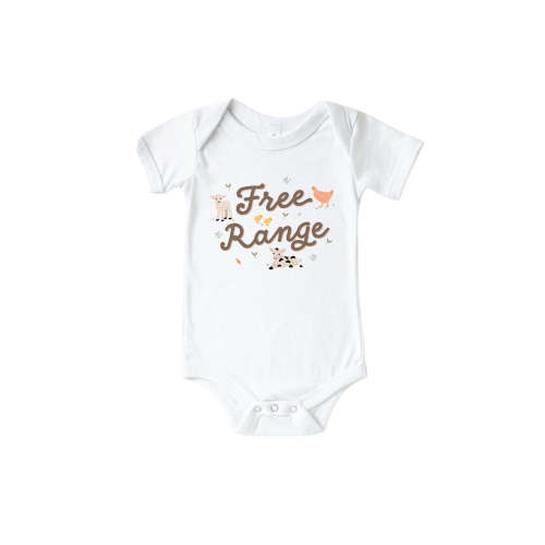 'Free Range' Baby Graphic Bodysuit or Kids' Graphic Tee | Farm Friends