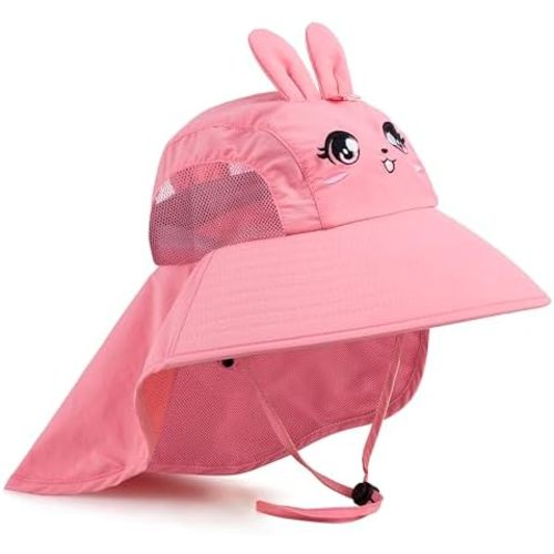 Kids Sun Hat UPF 50+ Boy Girl Protection Hat Wide Brim Beach Hats with Mesh and Adjustable Chin Strap