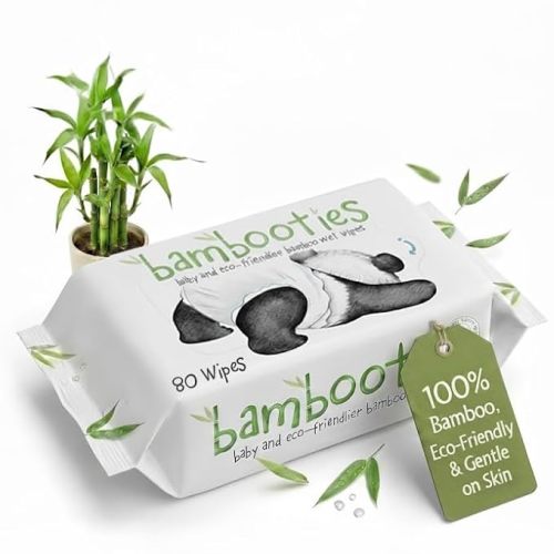 Bamboo Baby Wipes Unscented, Plant based Diaper Wipes for Sensitive Skin, Water based Wipes Baby Sensitive Skin 80 count soft pack