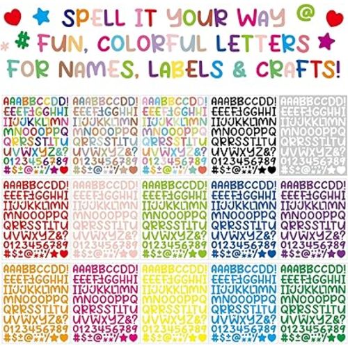 1600Pcs Letter Stickers 20 Sheets Alphabet Stickers 1 Inch Vinyl Self-Adhesive Waterproof Letters Number for Scrapbooking Water Bottles Cup DIY Crafts Sign, Labels, Mailbox, Windows, Doors(Colorful)