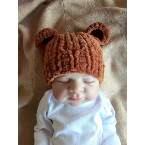 Knit newborn baby bear beanie Infant hospital hat Handmade cute new baby gift crochet