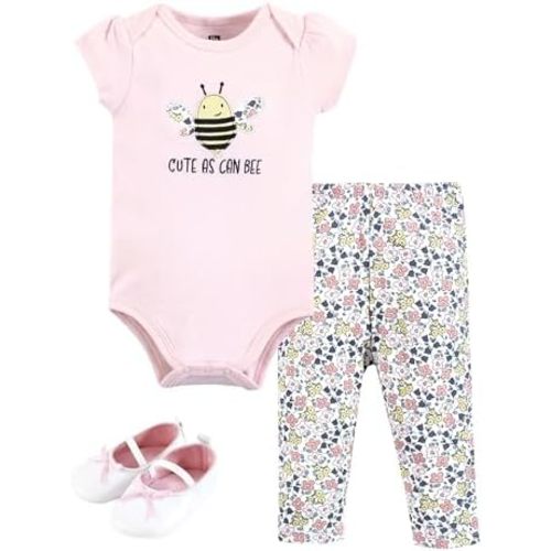 Hudson Baby Unisex Baby Cotton Bodysuit, Pant and Shoe Set