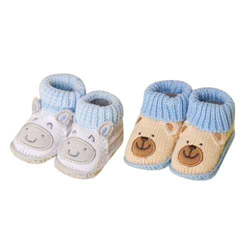 Baby Booties Newborn Infant Hand Crochet Knit Cotton Shoes Booties First Walking Slippers Indoor House Shoes for Baby 2 Pairs