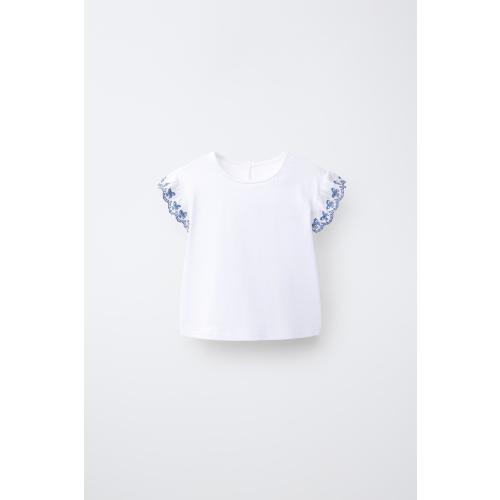 Size 3-6 Months CONTRAST EMBROIDERED T-SHIRT - White