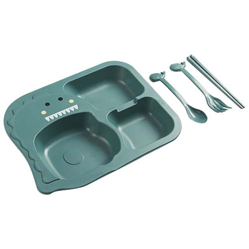 Leott Tableware Clearance 4Pcs/Set Wheat Kids Dinnerware Set Children Dishes Food Plate Spoon Fork Set Dishware Cartoon Tableware Dishwasher Kids Mealtime, 1 Set of Tableware Clearance Sale Blue