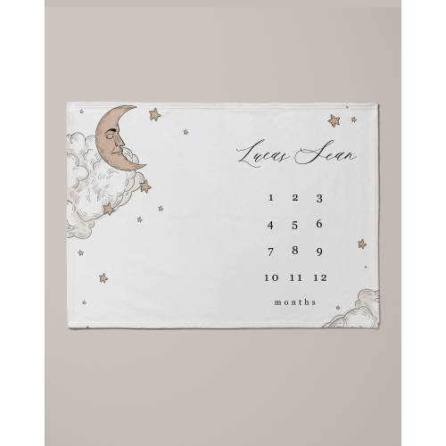 Personalized Moon & Stars Baby Milestone Blanket