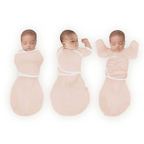 Organic Omni Swaddle Sack with Wrap -  Arms Up Sleeves & Mitten Cuffs, Soft Pink