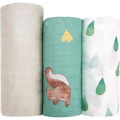 hahaland Muslin Swaddle Blankets Bamboo Receiving Blankets for Baby Boys