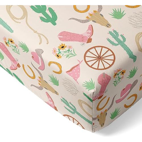 Little Sleepies Baby Crib Sheets, Buttery Soft Viscose from Bamboo Crib Sheets for Boys & Girls, Toddler Bed Sheet, Standard Crib Mattress Sheet, Super Stretchy & Elasticized (Pink Ready to Rodeo)