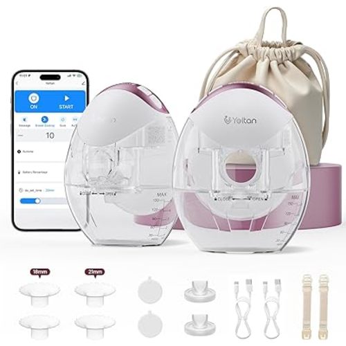 Wearable Breast Pump: Hands-Free Wireless Pump with App Control, 4 Modes & 12 Levels, BPA-Free 150ml Collector, Memory Function, 2-Pack Portable Breastfeeding Pump, Rose Gold