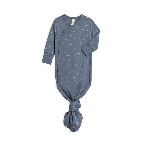 Colored Organics Baby 100% Organic Cotton Newborn Knotted Gown - Infant Indy Kimono Wrap Front Tie Knot with Mitten Cuffs