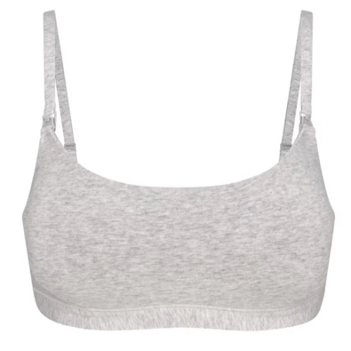 COTTON JERSEY MATERNITY NURSING SCOOP BRALETTE | LIGHT HEATHER GREY | SKIMS